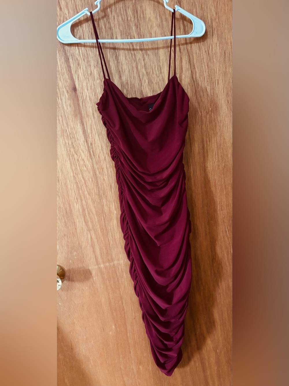 Windsor Wine Ruched Cowl Midi Dress